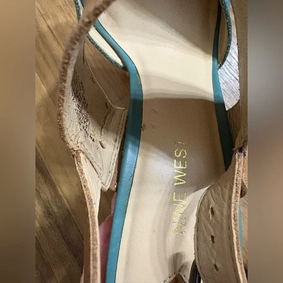 Nine West Teal and Leopard Print Wedge Shoes - Picture 3 of 6